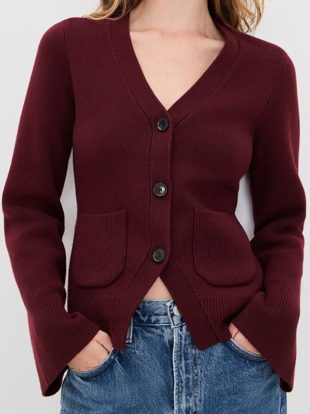 New PISTOLA Claret Aeron V-neck Cardigan Sweater Wool Cashmere Blend